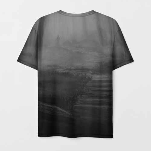 Мужская футболка 3D с принтом Wednesday черно-белый стиль, вид сзади #1