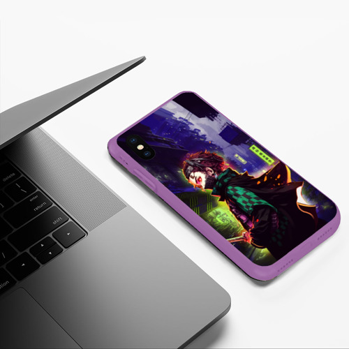 Чехол для iPhone XS Max матовый с принтом Клинок, рассекающий демонов - Киберпанк, фото #5