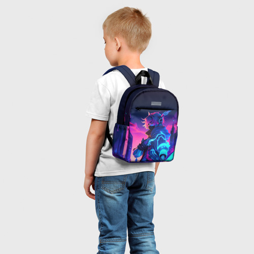 Детский рюкзак 3D с принтом Cyber boy Genshin, фото на моделе #1