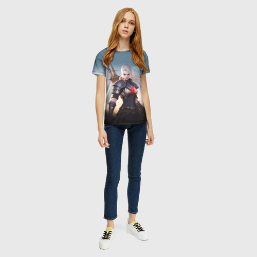 Женская 3D футболка с принтом The Witcher girl art, вид сбоку #3