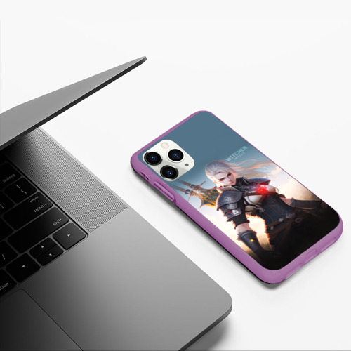 Чехол для iPhone 11 Pro матовый силикон с принтом The Witcher girl art, фото #5