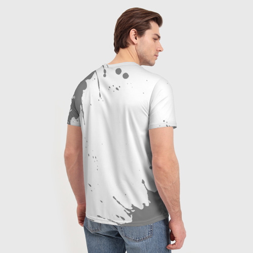 Мужская футболка 3D с принтом Гольфист с очень Большой буквы на светлом фоне, вид сзади #2