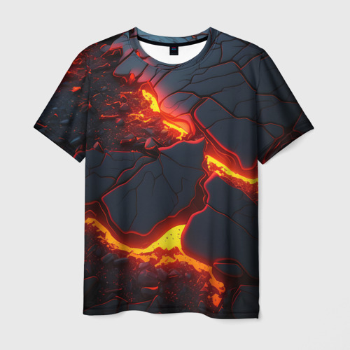 Мужская футболка 3D с принтом Красивая неоновая лава, вид спереди #2