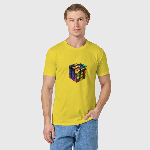 Мужская футболка хлопок с принтом Кубик-рубик, фото на моделе #1