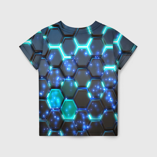 Детская футболка 3D с принтом Броня из энерго-гексагонов, вид сзади #1