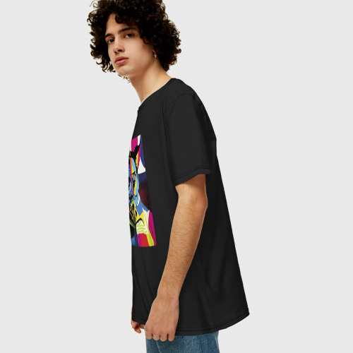 Мужская футболка хлопок Oversize с принтом Salvador Dali - neural network - pop art, вид сбоку #3