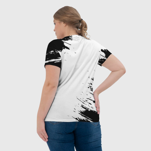 Женская футболка 3D с принтом Девушка парашютист - определение на светлом фоне, вид сзади #2