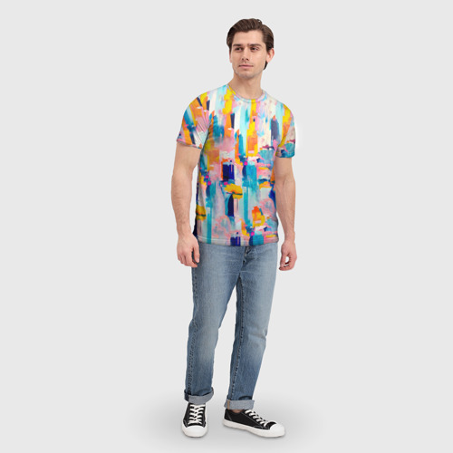 Мужская футболка 3D с принтом Живописные мазки краски, вид сбоку #3