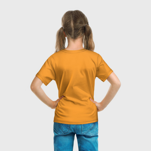 Детская футболка 3D с принтом Девушка идёт: силуэт, вид сзади #2