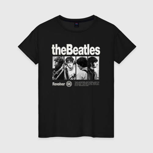 Женская футболка хлопок с принтом The Beatles rock, вид спереди #2
