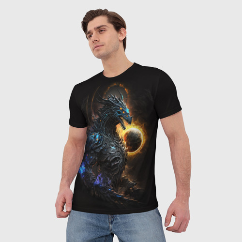 Мужская футболка 3D с принтом Звездный лорд драконов, фото на моделе #1