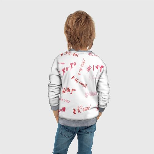 Детский свитшот 3D с принтом Хештег любовь, вид сзади #2