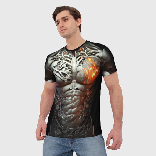 Мужская футболка 3D с принтом Тело киборга, фото на моделе #1