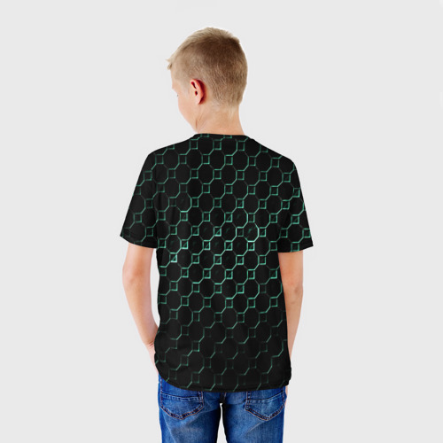 Детская футболка 3D с принтом Абстрактная сетка из игры, вид сзади #2