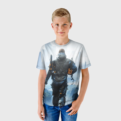 Детская футболка 3D с принтом Death Stranding Sam, фото на моделе #1