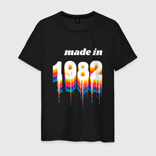 Мужская футболка хлопок с принтом Made in 1982 liquid art, вид спереди #2