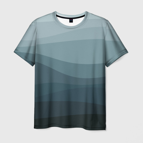 Мужская футболка 3D с принтом Бирюзовые волны, вид спереди #2