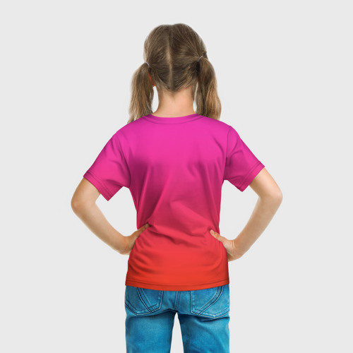 Детская футболка 3D с принтом Заяц градиент, вид сзади #2