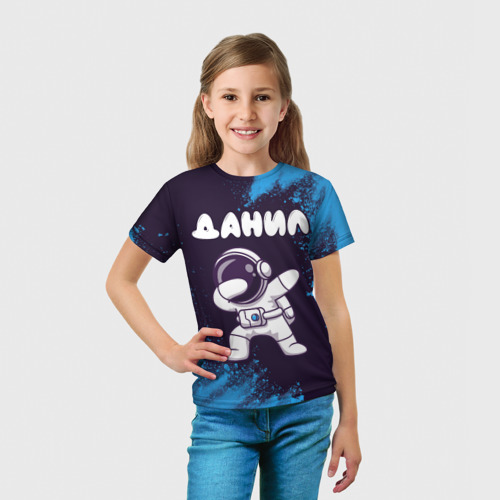 Детская футболка 3D с принтом Данил космонавт даб, вид сбоку #3