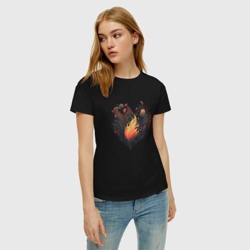 Женская футболка хлопок с принтом Blooming heart, фото на моделе #1