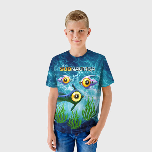 Детская футболка 3D с принтом Subnautica, фото на моделе #1