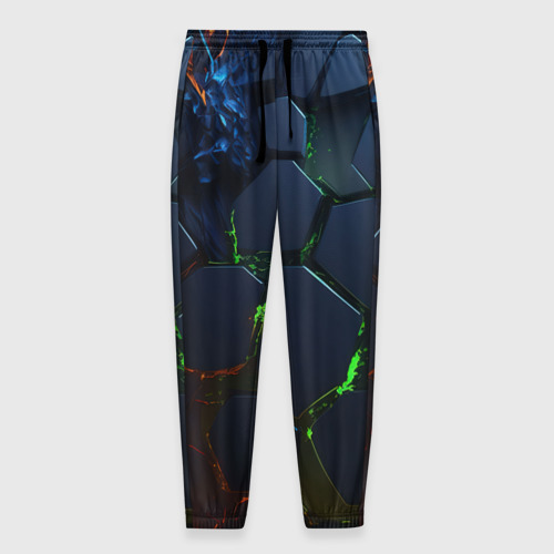 Мужские брюки 3D с принтом Взрыв плит, вид спереди #2