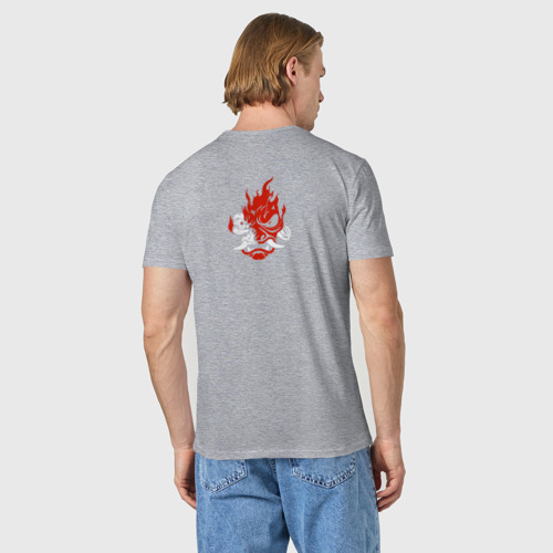Мужская футболка хлопок с принтом Samurai ronin, вид сзади #2