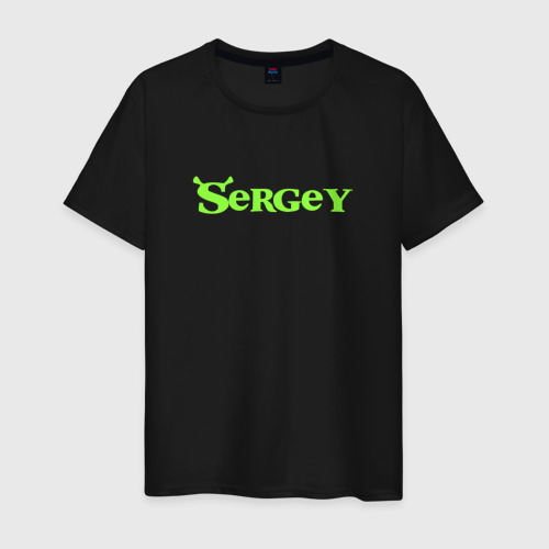 Мужская футболка хлопок с принтом Сергей в стиле Шрек, вид спереди #2