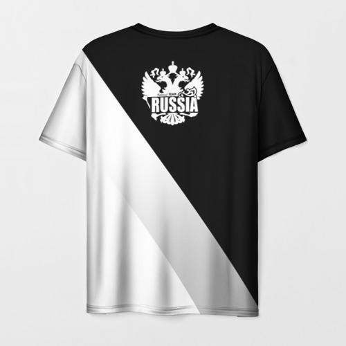 Мужская футболка 3D с принтом Russia national team: black and white lines, вид сзади #1