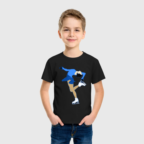 Детская футболка хлопок с принтом Фигуристка на льду, фото на моделе #1
