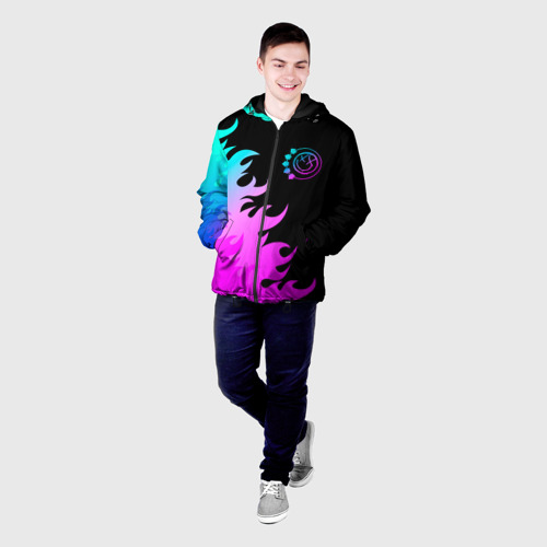 Мужская куртка 3D с принтом Blink 182 неоновый огонь, фото на моделе #1