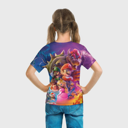 Детская футболка 3D с принтом Братья Супер Марио в кино, вид сзади #2