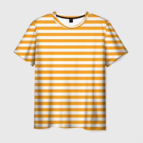 Мужская футболка 3D с принтом Тельняшка оранжевая МЧС, вид спереди #2