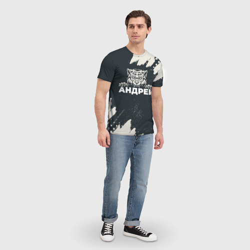 Мужская футболка 3D с принтом Андрей зубастый волк, вид сбоку #3