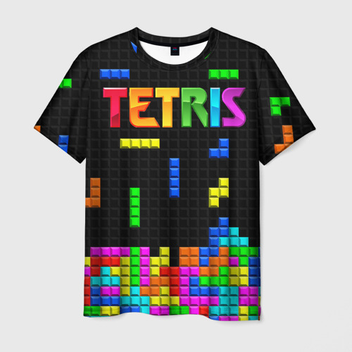Мужская футболка 3D с принтом Фильм Тетрис с логотипом, вид спереди #2