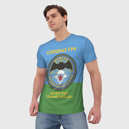Мужская футболка 3D с принтом Спецназ ГРУ - десантник, фото на моделе #1