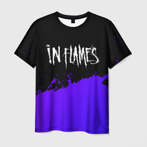 Мужская футболка 3D с принтом In Flames purple grunge, вид спереди #2