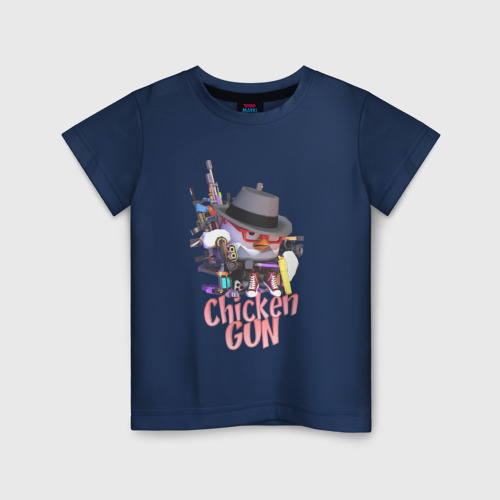Детская футболка хлопок с принтом Chicken Gun Game, вид спереди #2