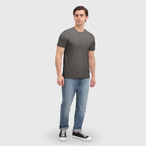 Мужская футболка 3D с принтом Кольчуга серая, вид сбоку #3