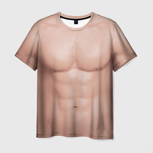 Мужская футболка 3D с принтом Мужской торс качка с мышцами - идеальное тело с мускулами, вид спереди #2