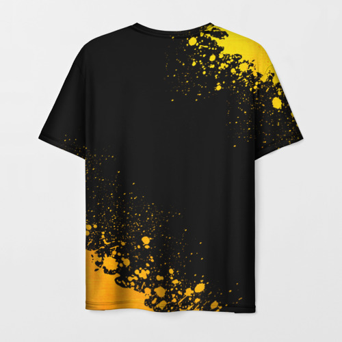 Мужская футболка 3D с принтом In Flames - gold gradient: надпись, символ, вид сзади #1