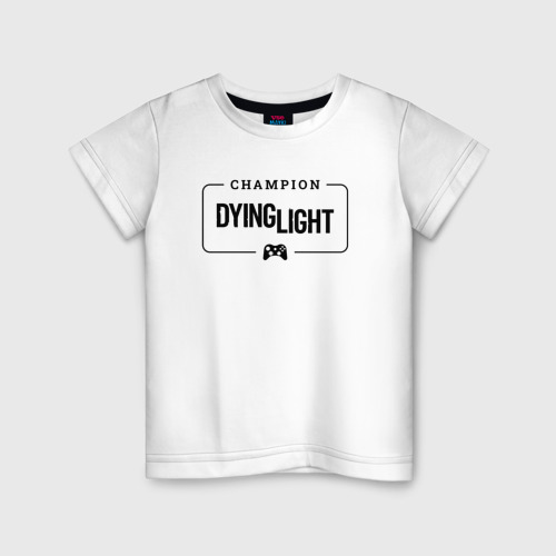 Детская футболка хлопок с принтом Dying Light gaming champion: рамка с лого и джойстиком, вид спереди #2
