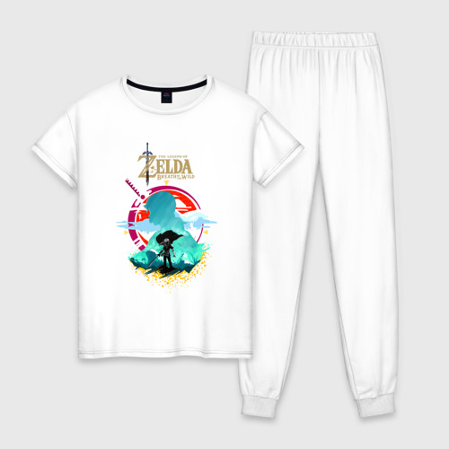 Женская пижама хлопок с принтом The Legend of Zelda - Link, вид спереди #2