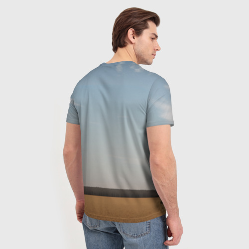 Мужская футболка 3D с принтом Древний Рус против Ящера, вид сзади #2