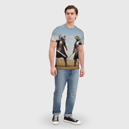 Мужская футболка 3D с принтом Древний Рус против Ящера, вид сбоку #3