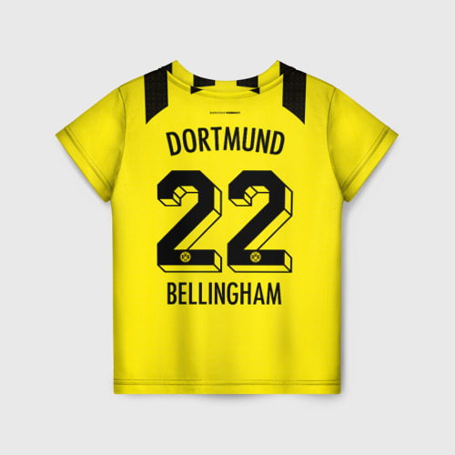 Детская 3D футболка с принтом Беллингем Боруссия Дортмунд форма 22/23 домашняя, вид сзади #1