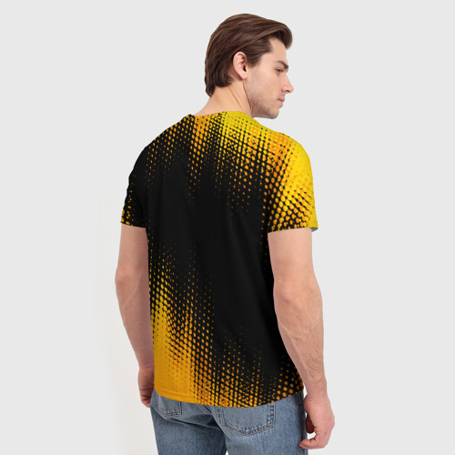 Мужская футболка 3D с принтом Saab - gold gradient: символ сверху, вид сзади #2