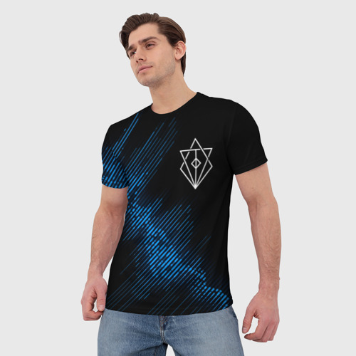 Мужская футболка 3D с принтом In Flames звуковая волна, фото на моделе #1