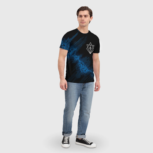 Мужская футболка 3D с принтом In Flames звуковая волна, вид сбоку #3