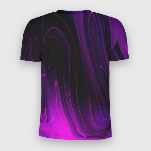 Мужская футболка 3D Slim с принтом In Flames violet plasma, вид сзади #1